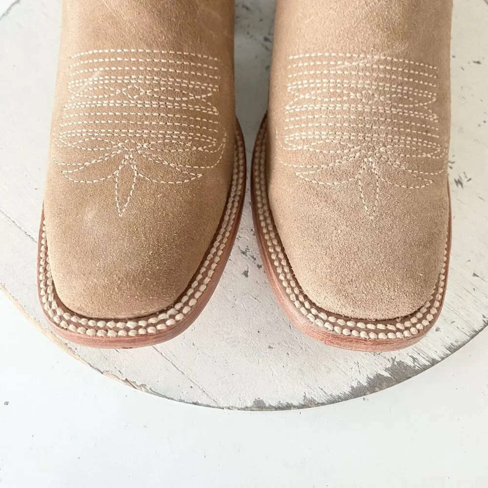 Lane Womens Square Toe Cowboy Boots 7.5 Blue Brown Suede Western Cowgirl Tall - Picture 6 of 11